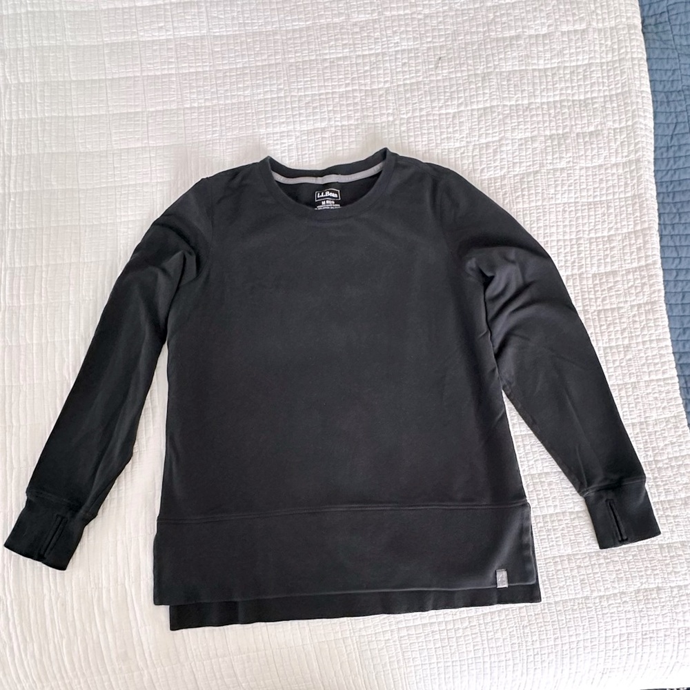 LLBean black crew neck sweatshirt.